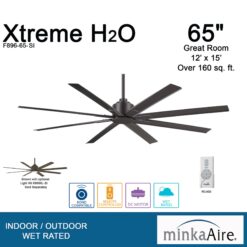 Minka Aire Xtreme H2O 65 65-in Outdoor Smoked Iron with Smoked Iron Blades Ceiling Fan Light Kit Compatible - Remote Included ( 8 -Blade )