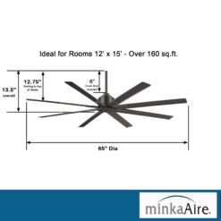 Minka Aire Xtreme H2O 65 65-in Outdoor Smoked Iron with Smoked Iron Blades Ceiling Fan Light Kit Compatible - Remote Included ( 8 -Blade )