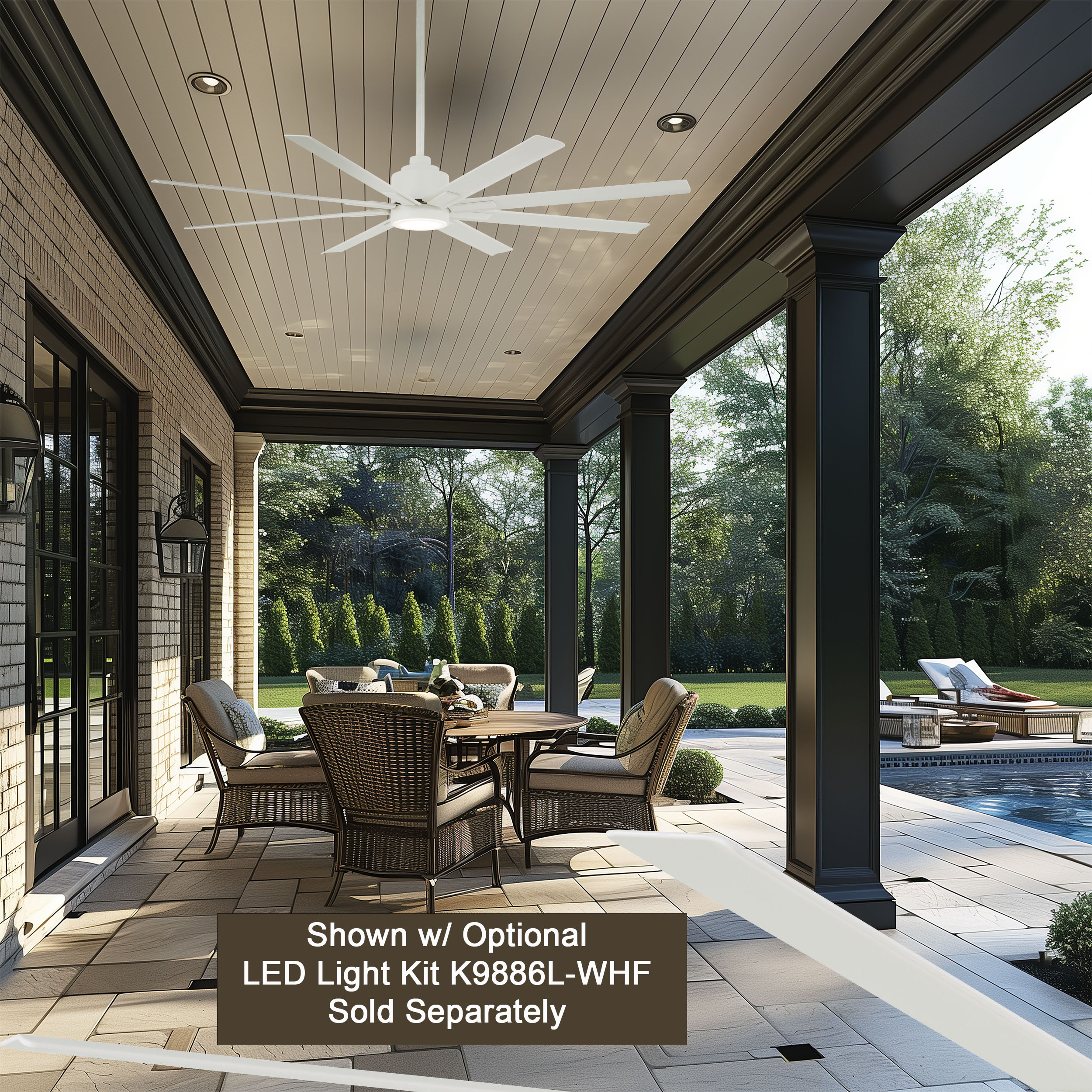 Minka Aire Xtreme H2O 65 65-in Outdoor Flat White with Flat White Blades Ceiling Fan Without Light - Remote Included ( 8 -Blade )
