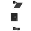 allen + roth Veda Matte Black 1-handle Single function 6-in Square Bathtub and shower Faucet with Valve