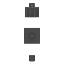 allen + roth Veda Matte Black 1-handle Single function 6-in Square Bathtub and shower Faucet with Valve