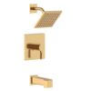 Origin 21 Veda Brushed Gold PVD 1-handle Single function 6-in Square Bathtub and shower Faucet with Valve