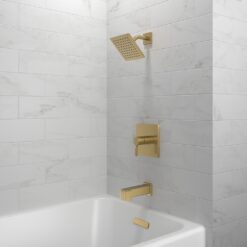 Origin 21 Veda Brushed Gold PVD 1-handle Single function 6-in Square Bathtub and shower Faucet with Valve