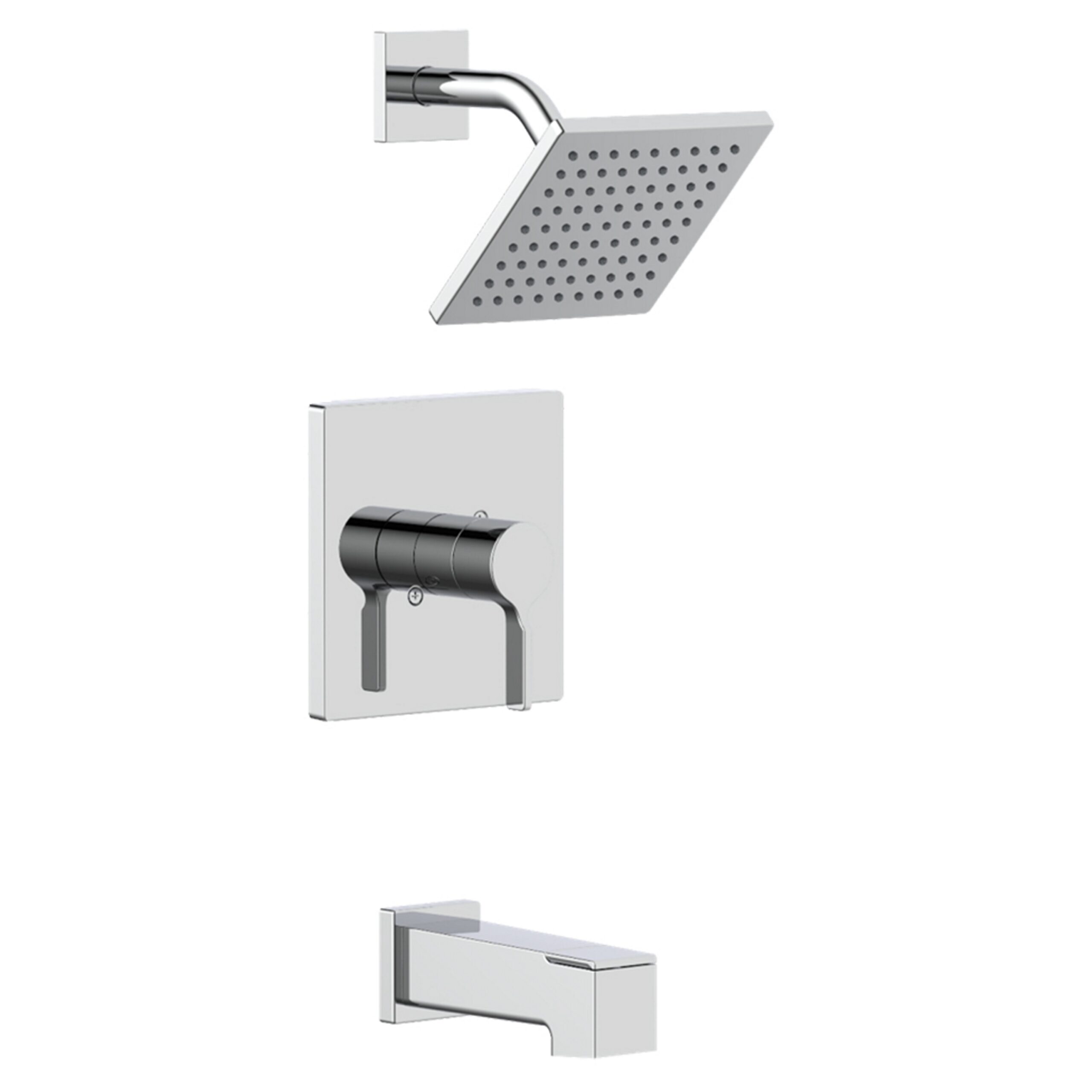 Origin 21 Veda Chrome 1-handle Single function 6-in Square Bathtub and shower Faucet with Valve