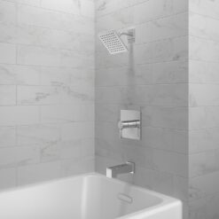 Origin 21 Veda Chrome 1-handle Single function 6-in Square Bathtub and shower Faucet with Valve