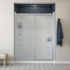 Sterling Deluxe Silver 54-in to 60-in W x 70-in H Framed Bypass Sliding Shower door 1/8-in Thick Rain Glass
