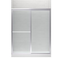 Sterling Deluxe Silver 54-in to 60-in W x 70-in H Framed Bypass Sliding Shower door 1/8-in Thick Rain Glass