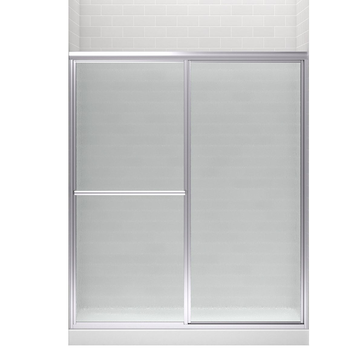 Sterling Deluxe Silver 54-in to 60-in W x 70-in H Framed Bypass Sliding Shower door 1/8-in Thick Rain Glass