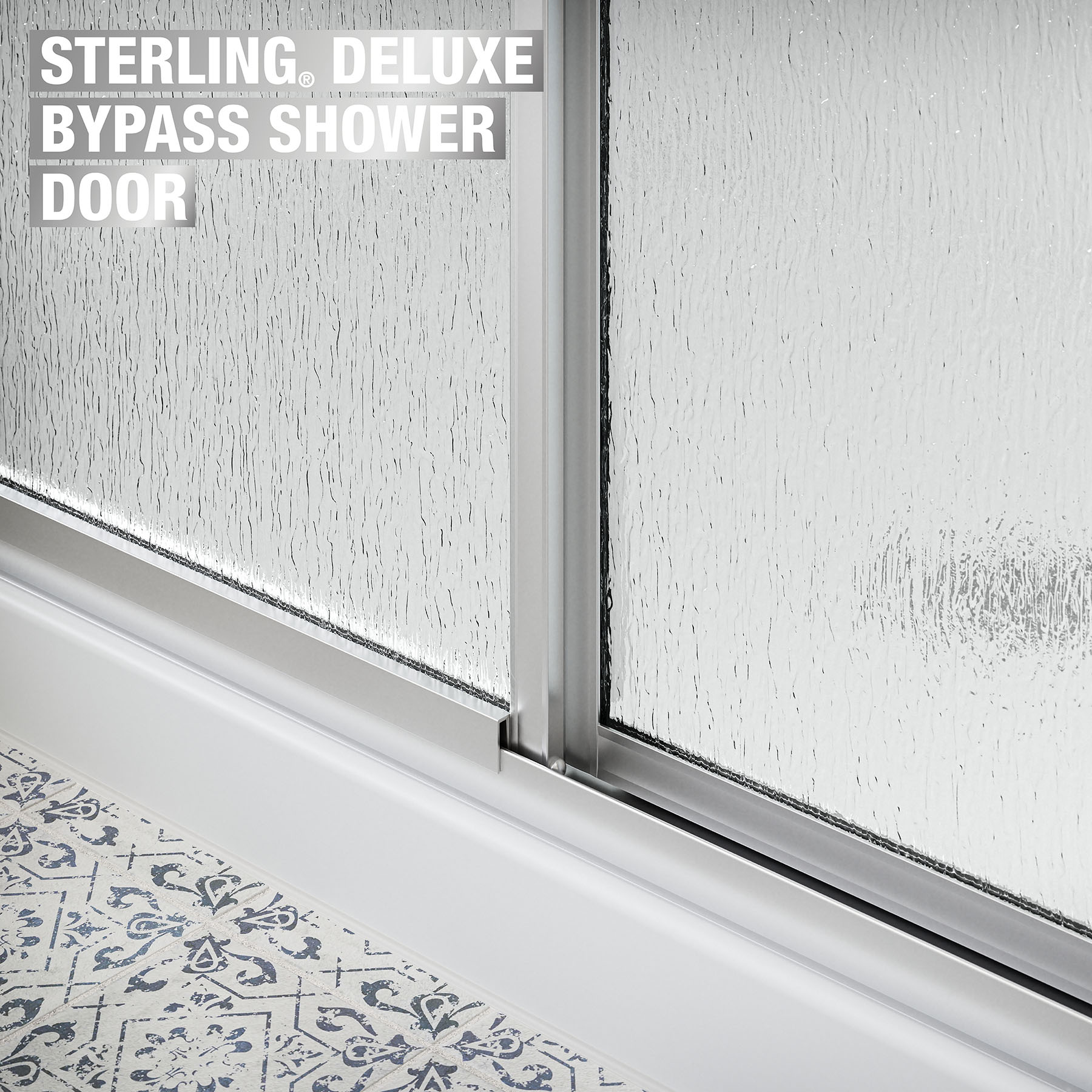 Sterling Deluxe Silver 54-in to 60-in W x 70-in H Framed Bypass Sliding Shower door 1/8-in Thick Rain Glass