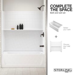 Sterling 30.5-Inches x 60-Inches White Fiberglass/Plastic composite Rectangular Alcove Soaking bathtub ( Right Drain )