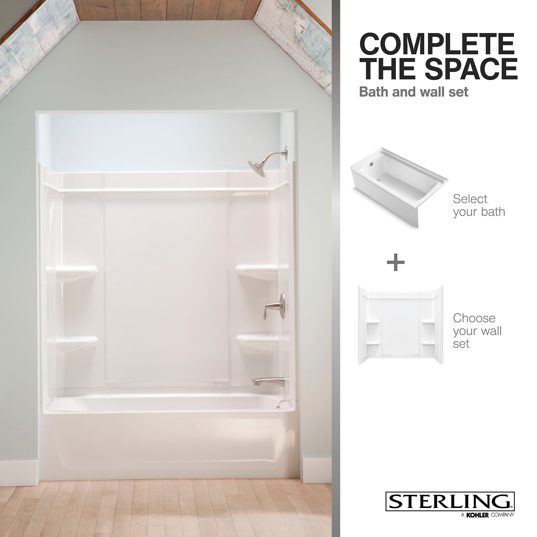 Sterling 30.5-Inches x 60-Inches White Fiberglass/Plastic composite Rectangular Alcove Soaking bathtub ( Right Drain )