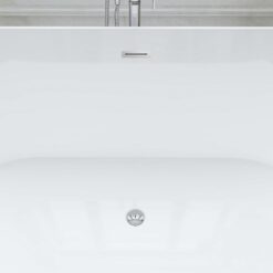 Vanity Art 29.5-in x 59-in White/Polished Chrome Acrylic Oval Freestanding Soaking bathtub ( Center Drain )