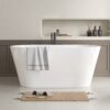 Vanity Art 29.5-in x 59-in White/Oil Rubbed Bronze Acrylic Oval Freestanding Soaking bathtub ( Center Drain )
