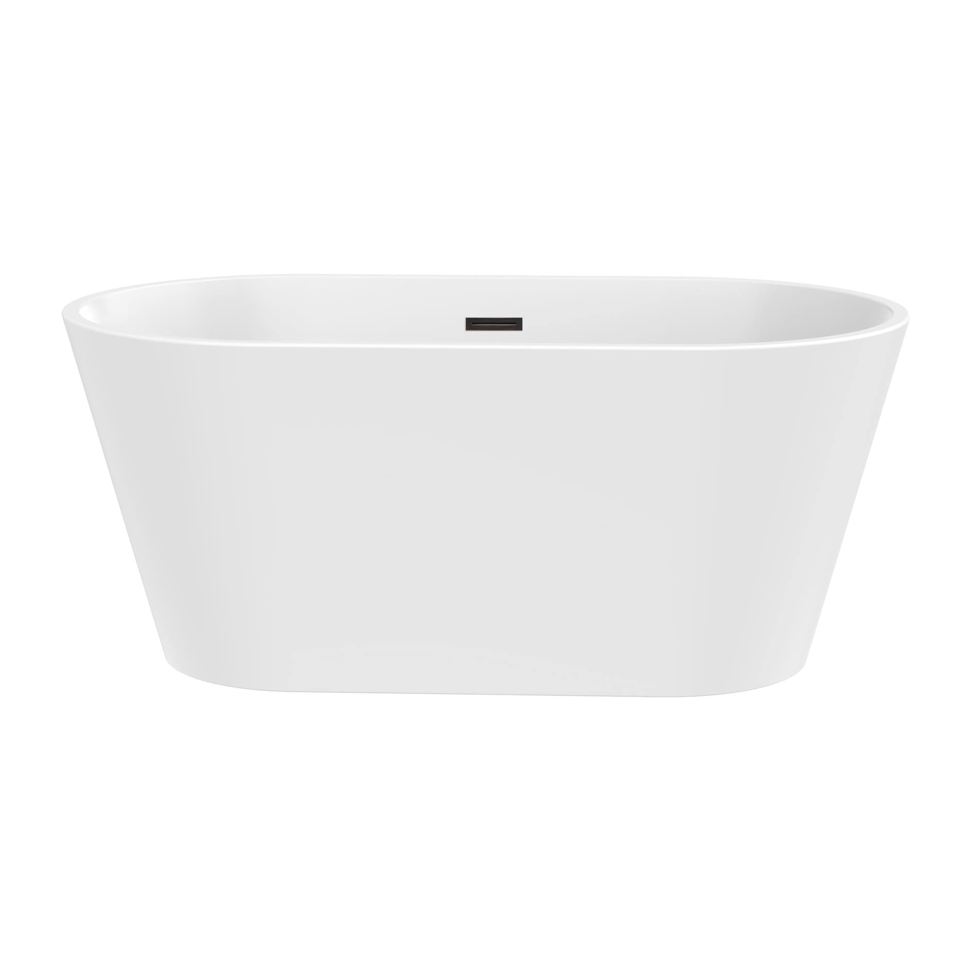 Vanity Art 29.5-in x 59-in White/Oil Rubbed Bronze Acrylic Oval Freestanding Soaking bathtub ( Center Drain )