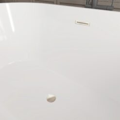 Vanity Art 29.5-in x 59-in White/Brushed Nickel Acrylic Oval Freestanding Soaking bathtub ( Center Drain )