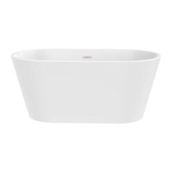 Vanity Art 29.5-in x 59-in White/Brushed Nickel Acrylic Oval Freestanding Soaking bathtub ( Center Drain )