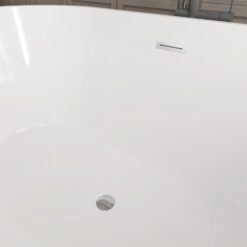 Vanity Art 29.2-in x 54-in White/Polished Chrome Acrylic Oval Freestanding Soaking bathtub ( Center Drain )