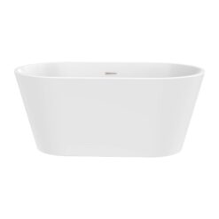 Vanity Art 29.2-in x 54-in White/Polished Chrome Acrylic Oval Freestanding Soaking bathtub ( Center Drain )
