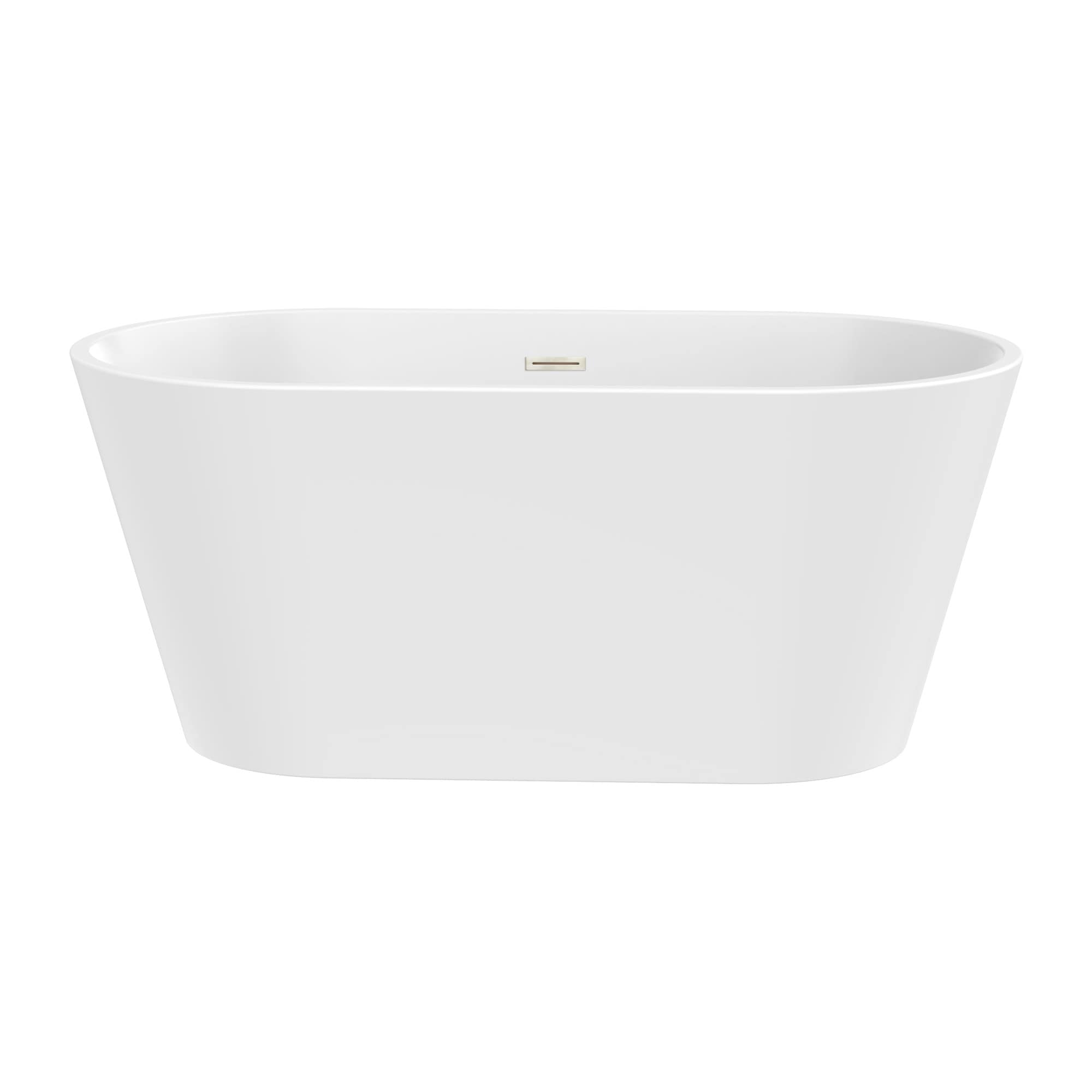 Vanity Art 29.2-in x 54-in White/Brushed Nickel Acrylic Oval Freestanding Soaking bathtub ( Center Drain )