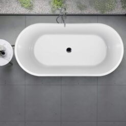 AKDY Freestanding Bathtub 28.7-in x 53.9-in Glossy White Acrylic Oval Freestanding Soaking bathtub with Drain ( Center Drain )
