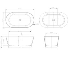 AKDY Freestanding Bathtub 28.7-in x 53.9-in Glossy White Acrylic Oval Freestanding Soaking bathtub with Drain ( Center Drain )