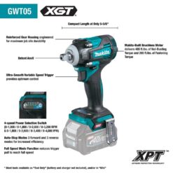 Makita 40V Max XGT Brushless Cordless 4-Speed 1/2 in. Impact Wrench with Detent Anvil (Tool Only) GWT05Z