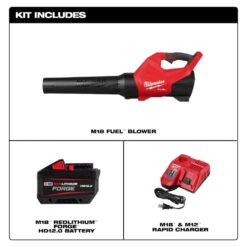 Milwaukee M18 FUEL 120 MPH 500 CFM 18V Brushless Cordless Battery Powered Leaf Blower Kit w/12.0 Ah FORGE Battery & Rapid Charger 3017-21HD