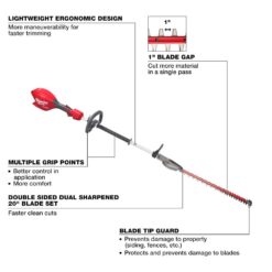 Milwaukee M18 FUEL 18V 20 in. Brushless Cordless Battery Powered Short Pole Hedge Trimmer (Tool-Only) 3043-20