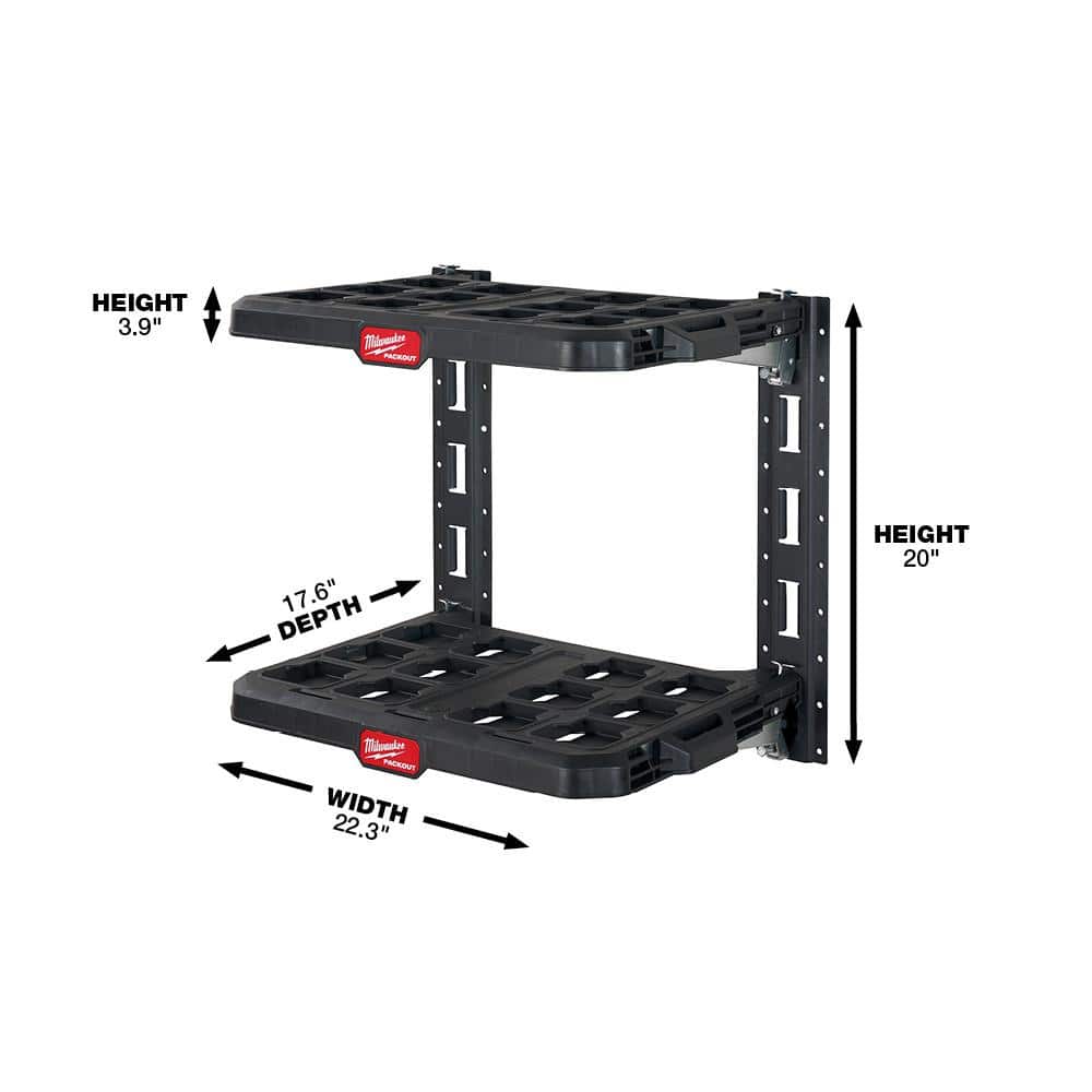 Milwaukee PACKOUT 22.3 in. Black Resin Racking Kit with Metal Reinforced Frame and Integrated Handle 48-22-8480