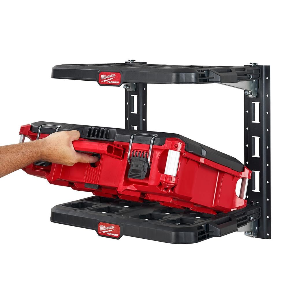 Milwaukee PACKOUT 22.3 in. Black Resin Racking Kit with Metal Reinforced Frame and Integrated Handle 48-22-8480