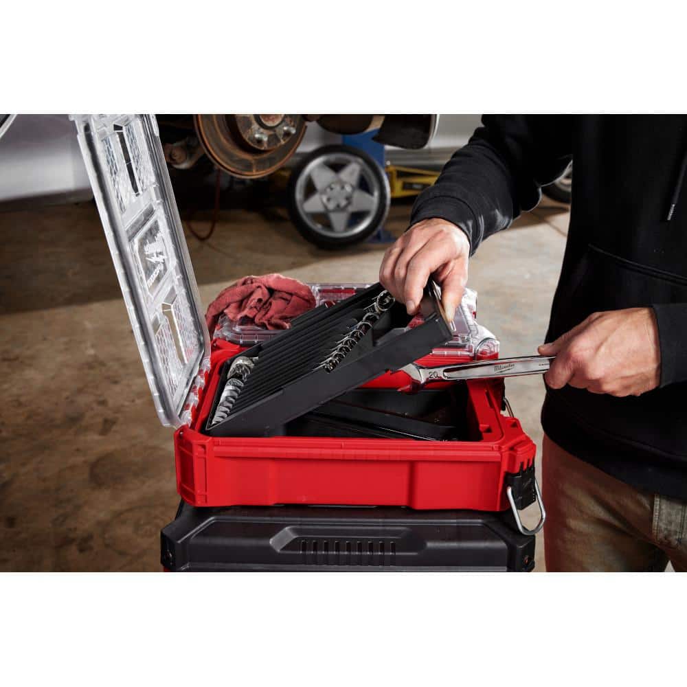 Milwaukee Metric Combination Wrench Set with PACKOUT Compact Organizer (15-Piece) 48-22-9483