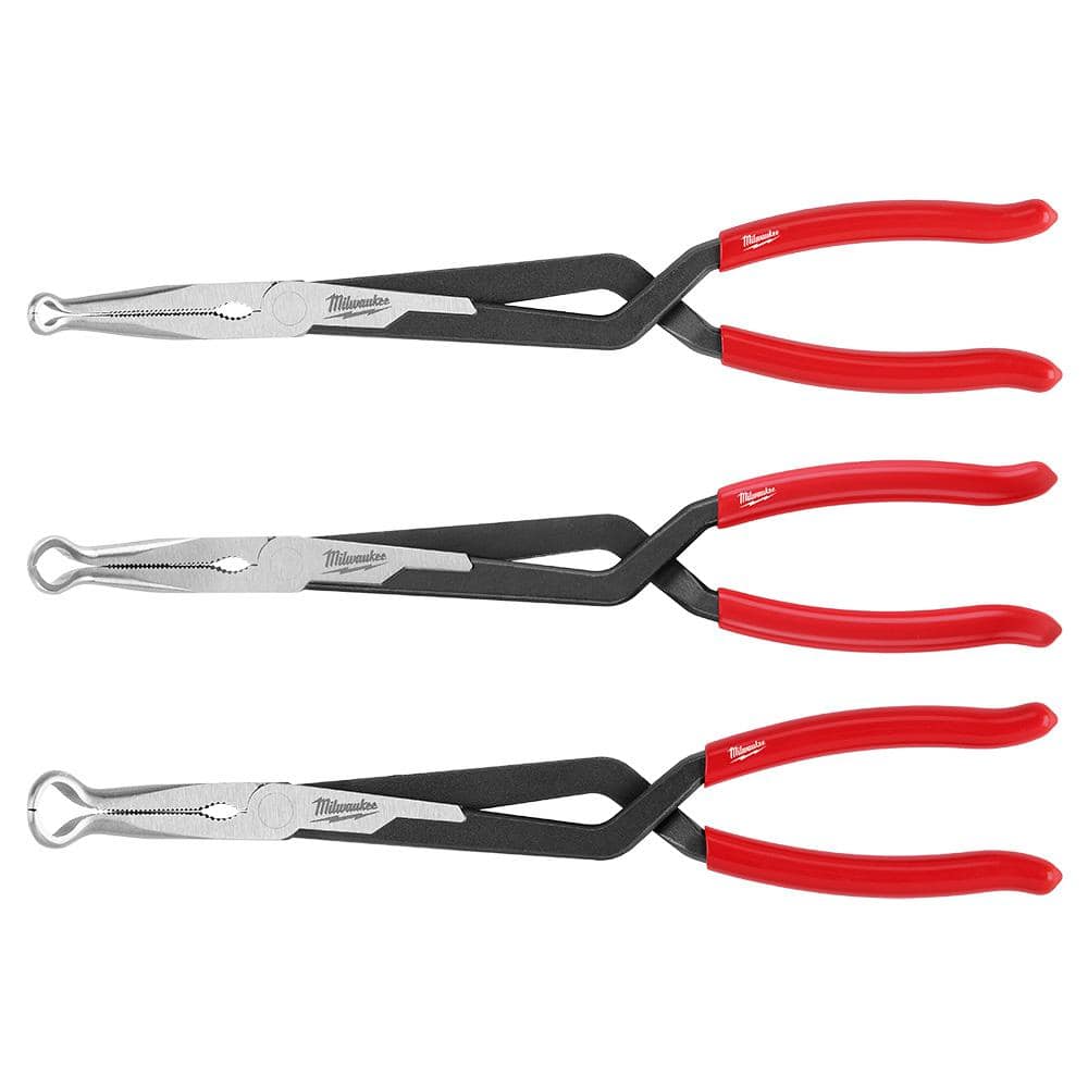 Milwaukee Long Needle Nose Pliers Set with Hose Grip and Slip Resistant Grip (3-Piece) 48-22-6563