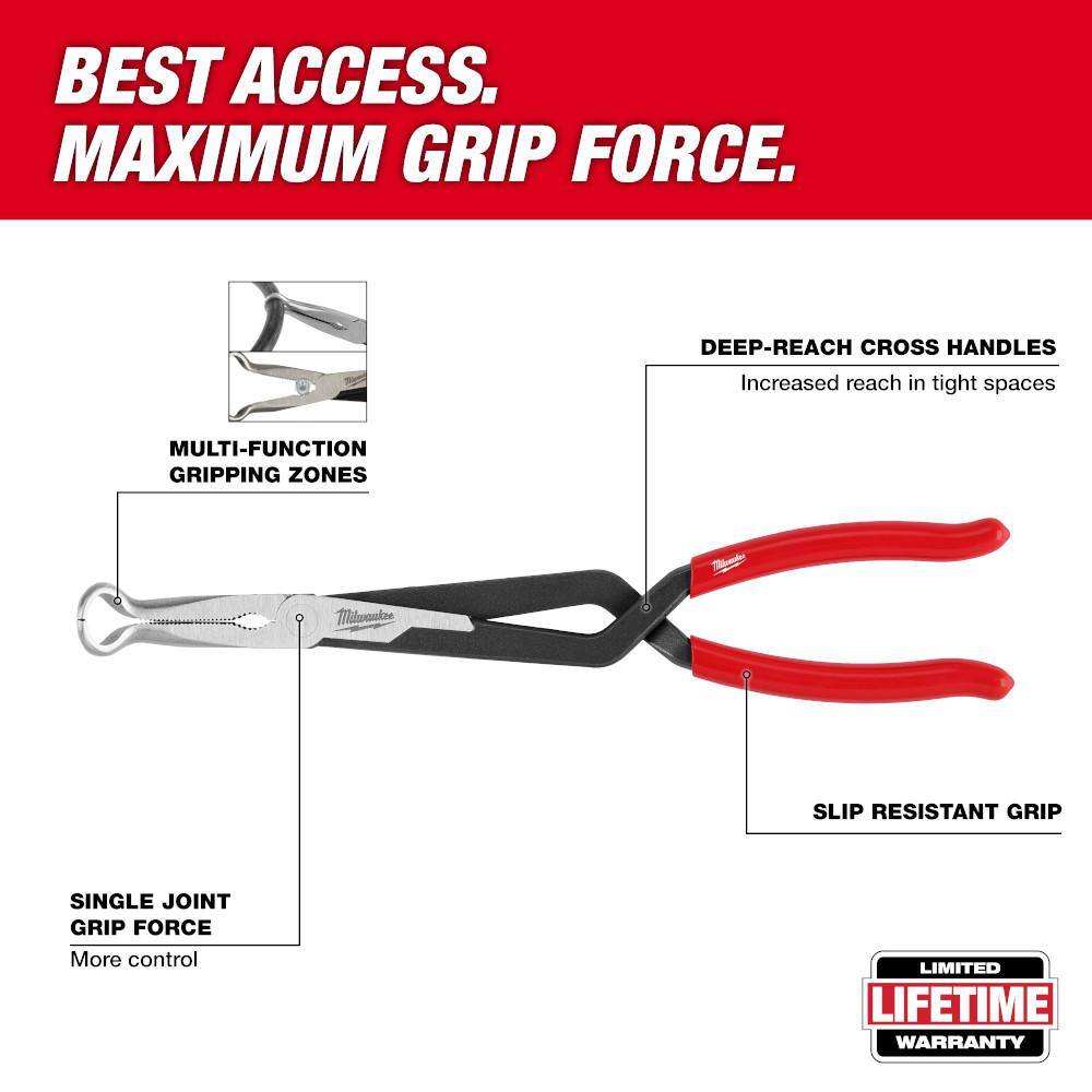 Milwaukee Long Needle Nose Pliers Set with Hose Grip and Slip Resistant Grip (3-Piece) 48-22-6563