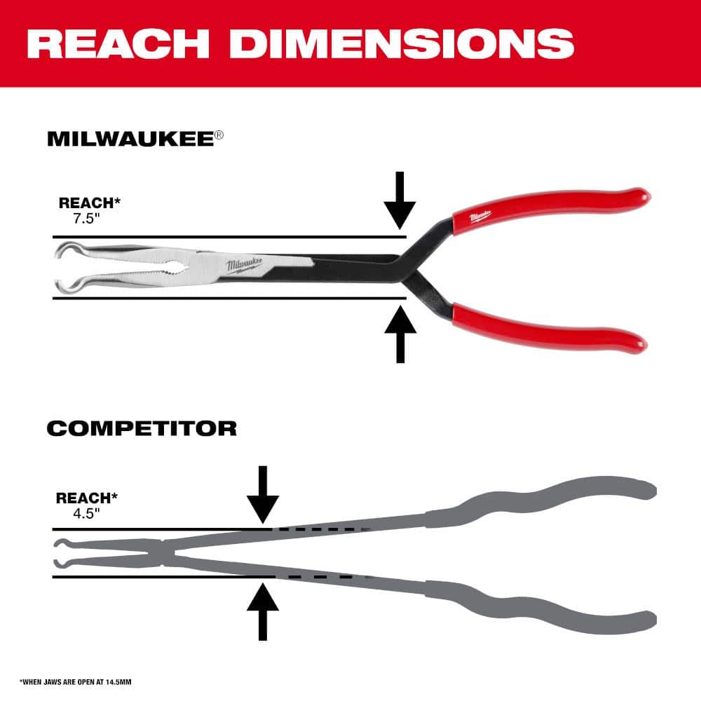 Milwaukee Long Needle Nose Pliers Set with Hose Grip and Slip Resistant Grip (3-Piece) 48-22-6563