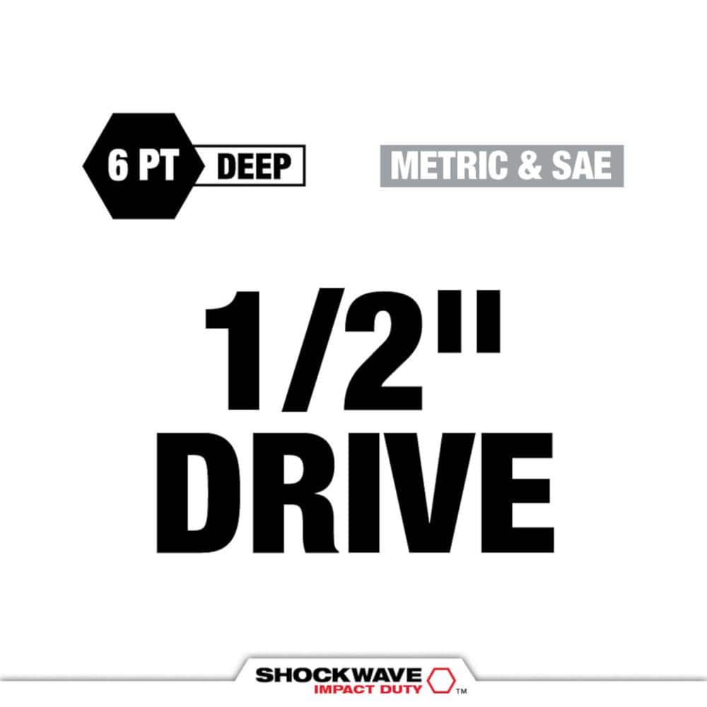 Milwaukee SHOCKWAVE Impact-Duty 1/2 in. Drive Deep SAE & Metric Lug Nut Impact Socket Set (9-Piece) 49-66-7832