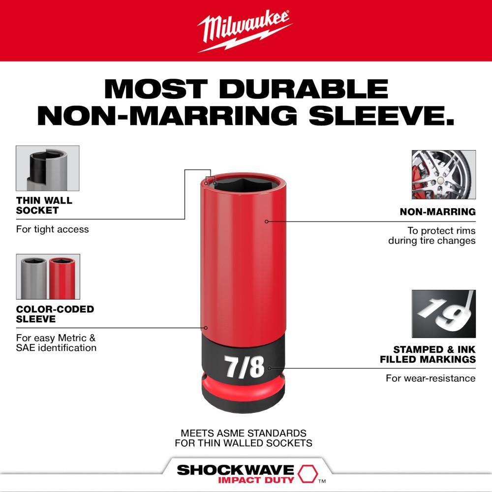 Milwaukee SHOCKWAVE Impact-Duty 1/2 in. Drive Deep SAE & Metric Lug Nut Impact Socket Set (9-Piece) 49-66-7832