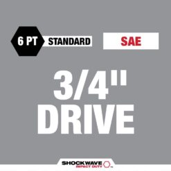 Milwaukee SHOCKWAVE 3/4 in. Drive SAE 6 Point Impact Socket Set (8-Piece) 49-66-7017