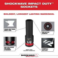 Milwaukee SHOCKWAVE 3/4 in. Drive SAE 6 Point Impact Socket Set (8-Piece) 49-66-7017