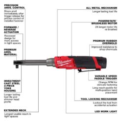 Milwaukee M12 FUEL 12V Lithium-Ion Brushless Cordless 3/8 in. Extended Reach High Speed Ratchet Kit 2569-21