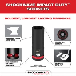 Milwaukee SHOCKWAVE Impact-Duty 3/8 in. Drive Metric Deep Well Impact PACKOUT Socket Set (19-Piece) 49-66-6801