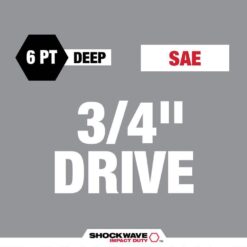 Milwaukee SHOCKWAVE 3/4 in. Drive SAE Deep Well Impact 6 Point Impact Socket Set (8-Piece) 49-66-7018