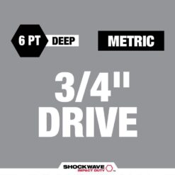 Milwaukee SHOCKWAVE 3/4 in. Drive Metric Deep Well 6 Point Impact Socket Set (8-Piece) 49-66-7020