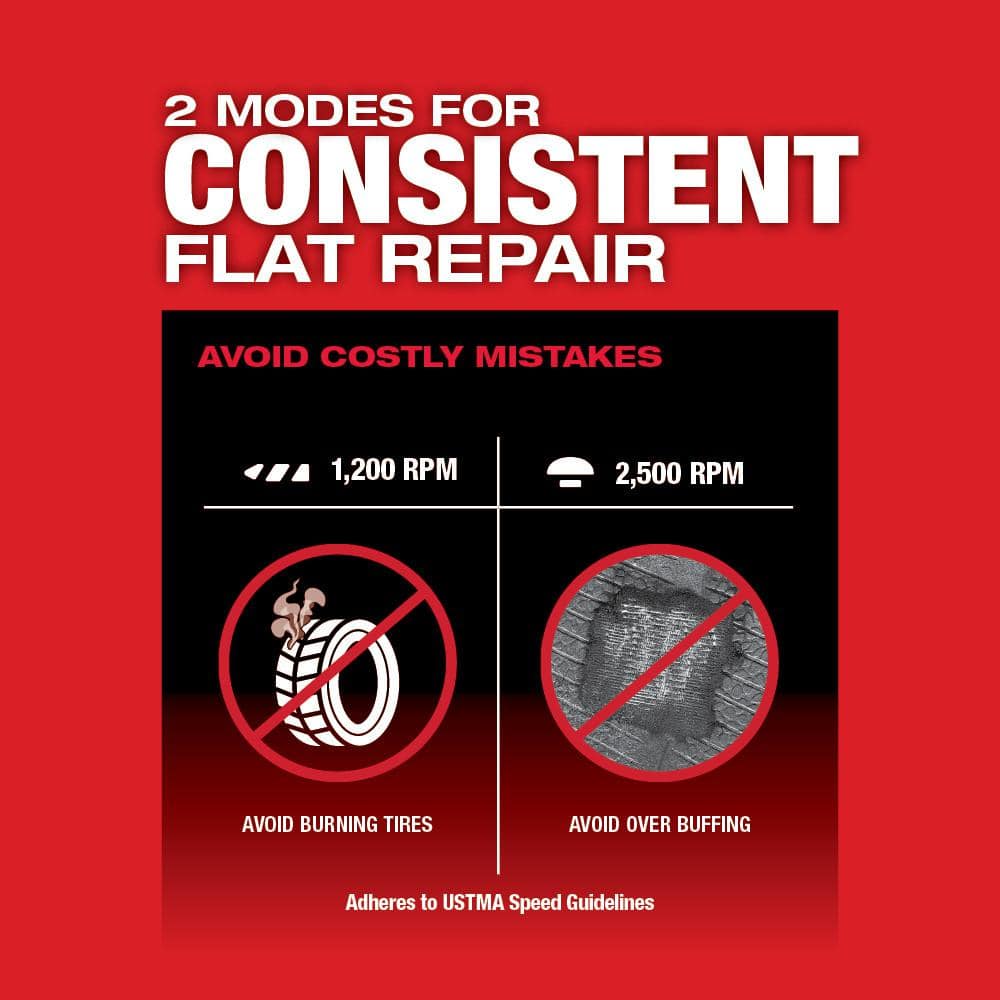 Milwaukee M12 FUEL 12V Lithium-Ion Brushless Low Speed Tire Buffer Kit with 4.0 Ah and 2.0 Ah Battery and Bag 2409-22