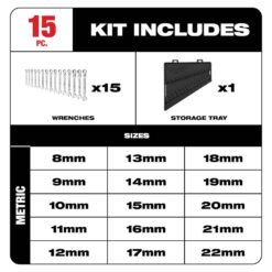 Milwaukee 144-Position Flex-Head Ratcheting Combination Wrench Set Metric (15-Piece) 48-22-9513