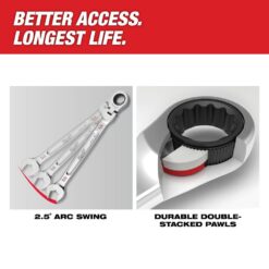 Milwaukee 144-Position Flex-Head Ratcheting Combination Wrench Set Metric (15-Piece) 48-22-9513