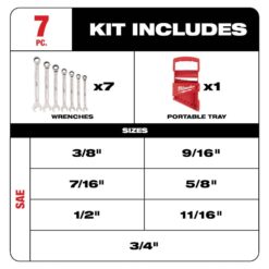 Milwaukee SAE Combination Ratcheting Wrench Mechanics Tool Set (7-Piece) 48-22-9406