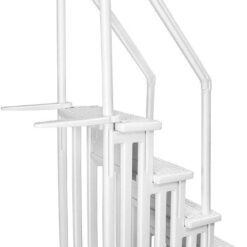 XtremepouwerUS 4-Step Above Ground Swimming Pool Ladder Step to Deck Mounted Step Ladder, White