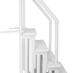 XtremepouwerUS 4-Step Above Ground Swimming Pool Ladder Step to Deck Mounted Step Ladder, White