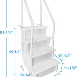 XtremepouwerUS 4-Step Above Ground Swimming Pool Ladder Step to Deck Mounted Step Ladder, White