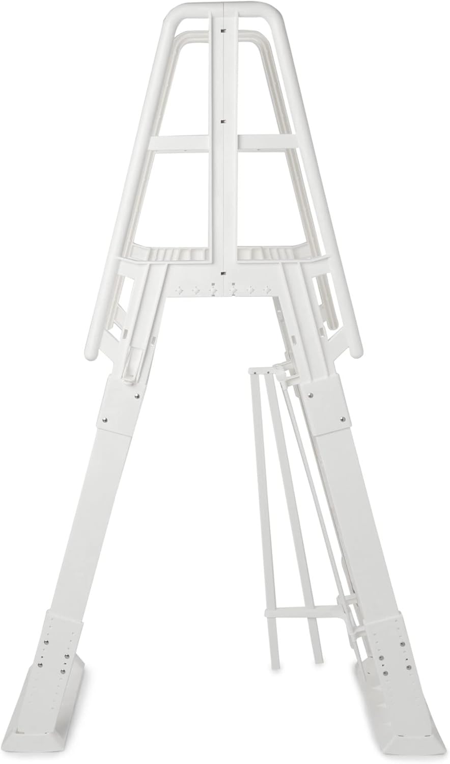 Vinyl Works SLA A-Frame 48 to 56 Inch Adjustable Above Ground Swimming Pool Ladder Entry System, White